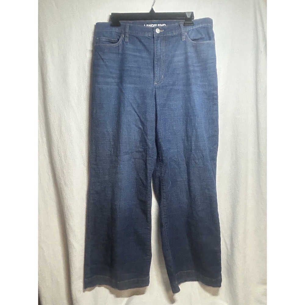 Lands' End Women's Blue Jeans Wide Leg Size 14